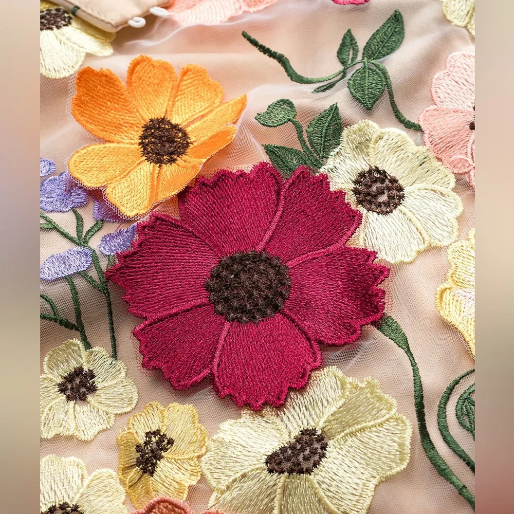 Floral Embroidered Halter Dress M mc4 - Picture 3 of 5